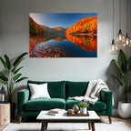 Herbstlandschaft Reflektion Ruhe Wasser Hügel Bäume