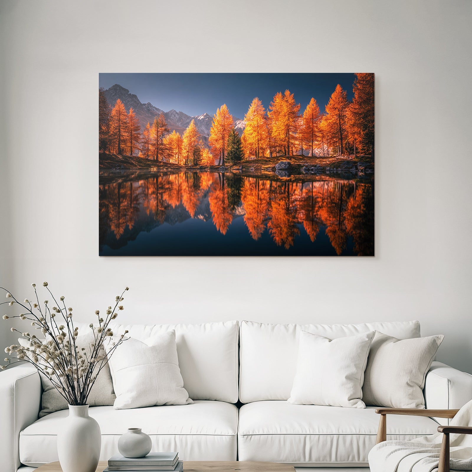 Herbstlandschaft Reflexion Im Wasser Mit Bergen