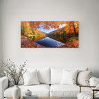 Herbstlandschaft Spiegelung Am See Mit Bunten Bäumen