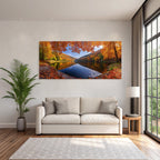 Herbstlandschaft Spiegelung Am See Mit Bunten Bäumen