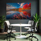 Herbstlandschaft Wässer Spiegelung Bunte Blätter