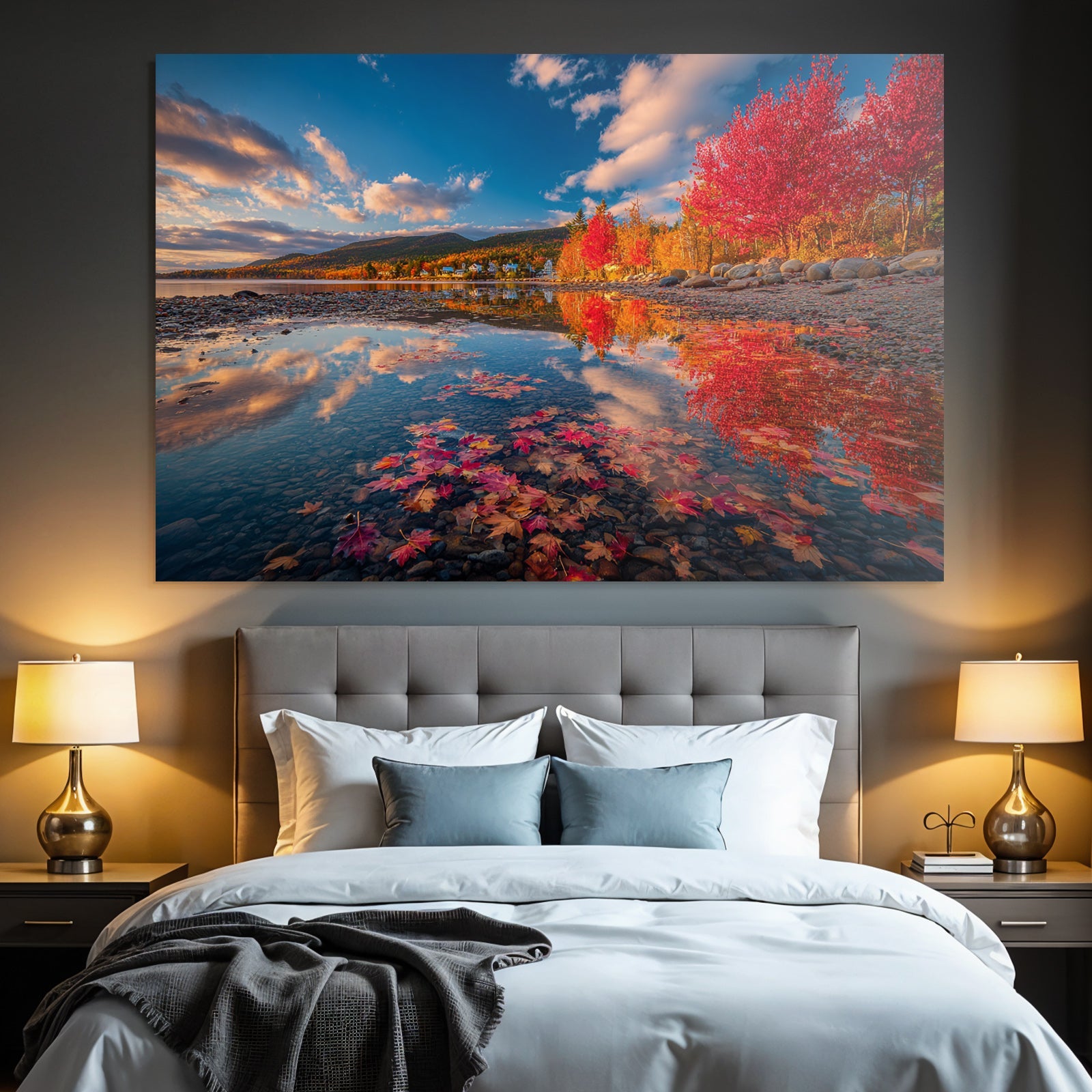 Herbstlandschaft Wässer Spiegelung Bunte Blätter