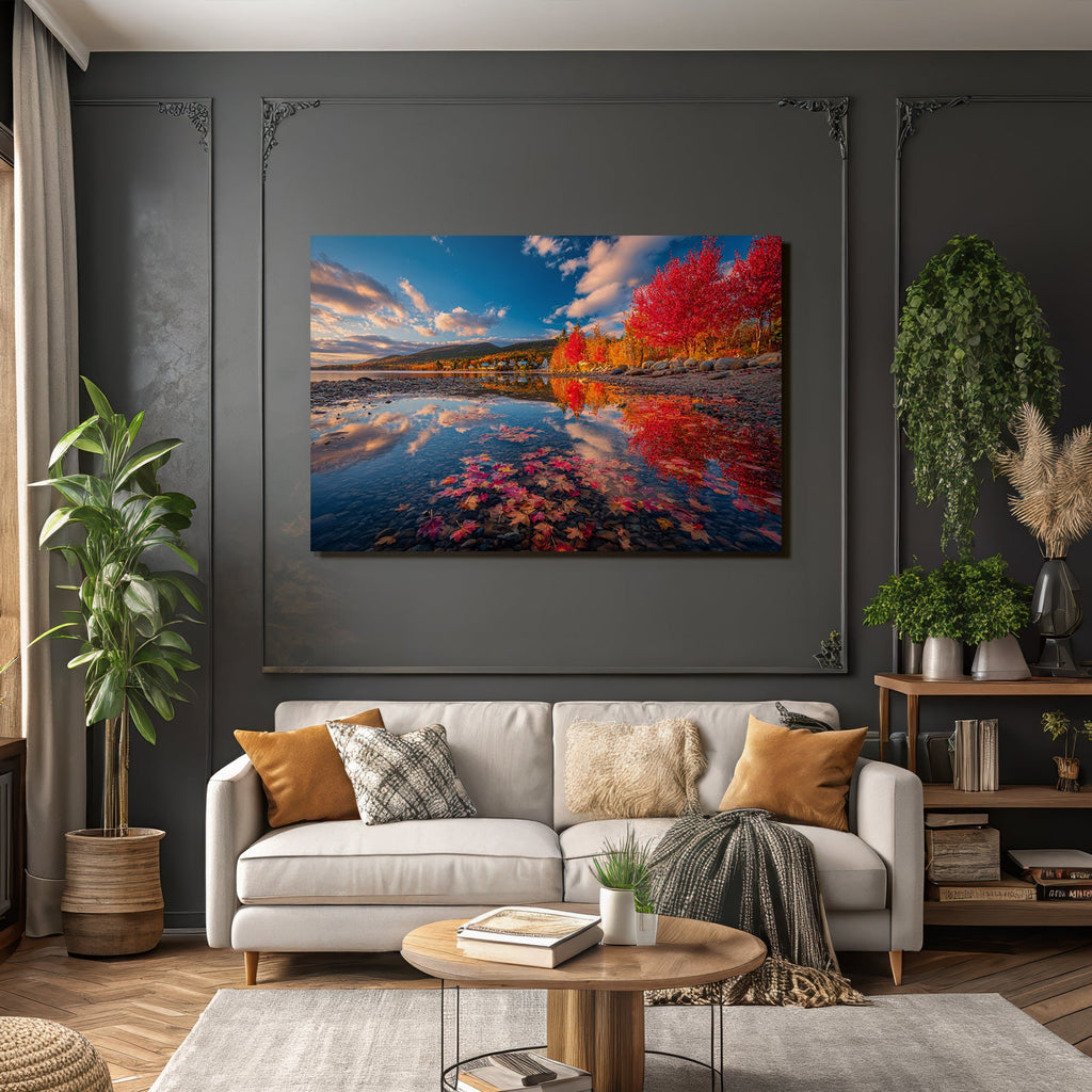 Herbstlandschaft Wässer Spiegelung Bunte Blätter