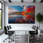 Herbstlandschaft Wässer Spiegelung Bunte Blätter