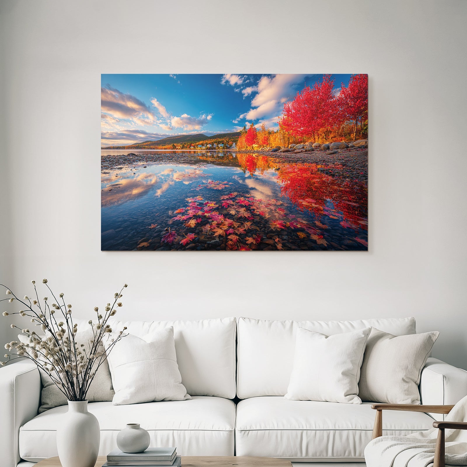 Herbstlandschaft Wässer Spiegelung Bunte Blätter