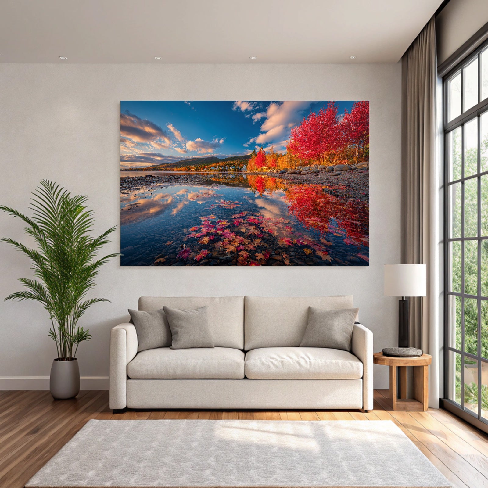 Herbstlandschaft Wässer Spiegelung Bunte Blätter