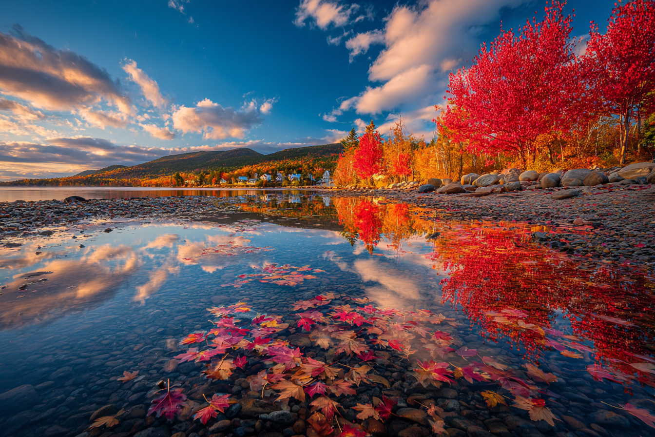 Herbstlandschaft Wässer Spiegelung Bunte Blätter | Indian Summer | Jahreszeiten