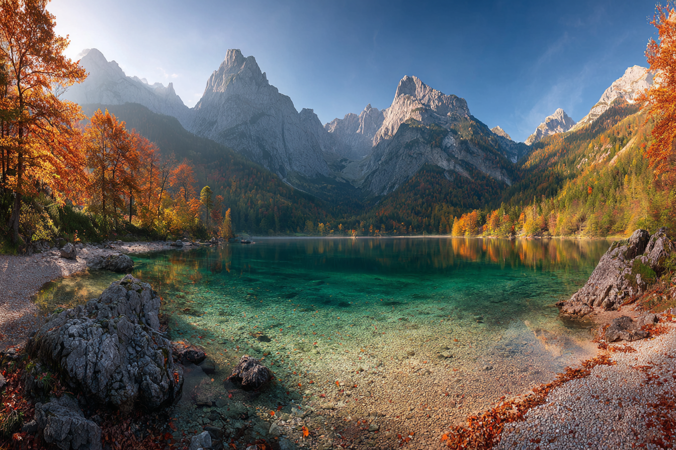 Klarer See Umgeben Von Bergen Im Herbst | Indian Summer | Jahreszeiten