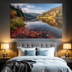 Ruhige Landschaft Herbst See Bäume Bunte Blätter