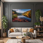 Ruhige Landschaft Herbst See Bäume Bunte Blätter