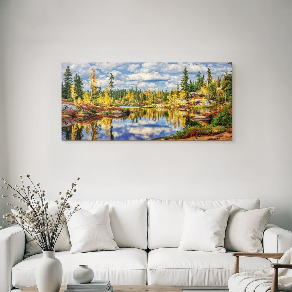 Tranquil nature landscape with reflections in autumn