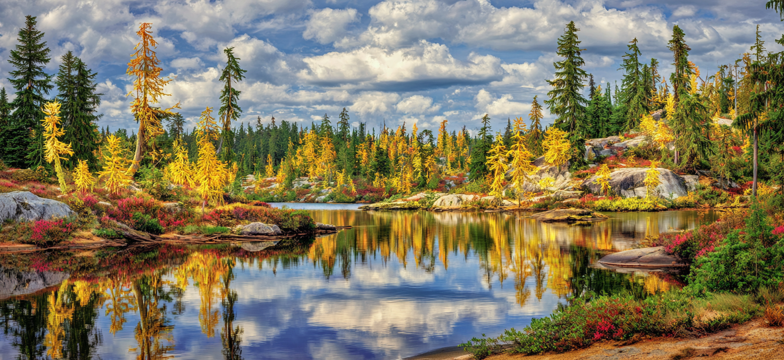 Ruhige Natur Landschaft Mit Reflectionen Im Herbst | Indian Summer | Jahreszeiten