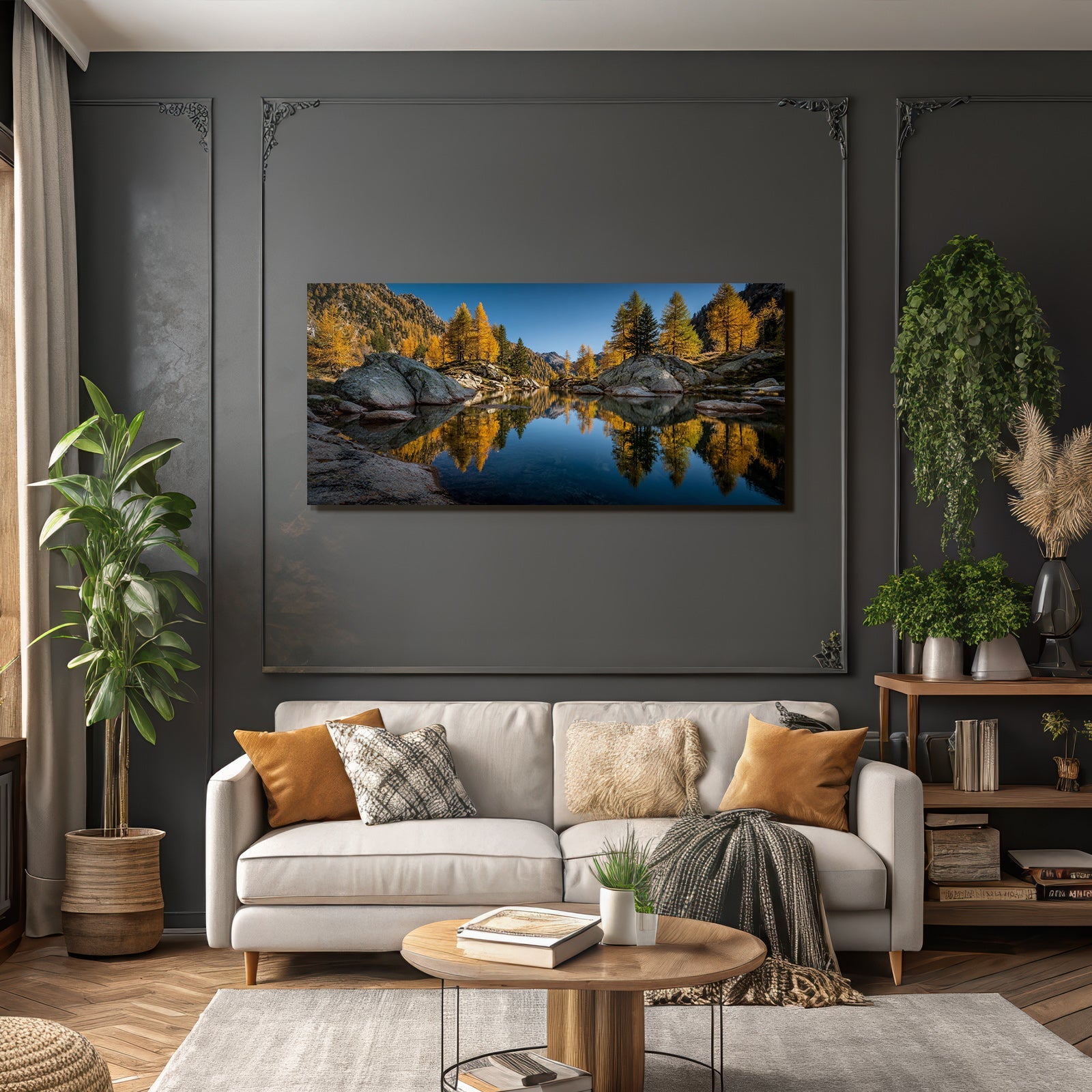 Ruhige Naturlandschaft Herbst Reflektion Wasser Bergige Region
