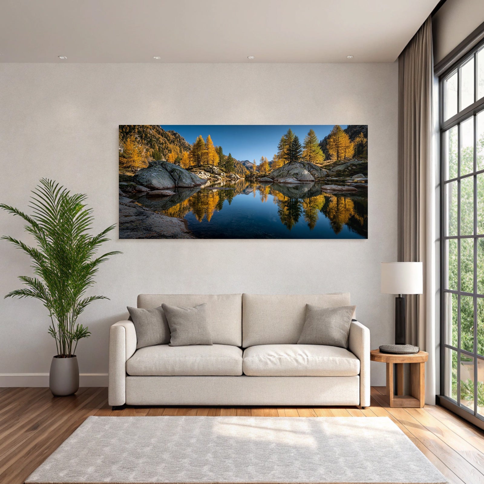 Ruhige Naturlandschaft Herbst Reflektion Wasser Bergige Region