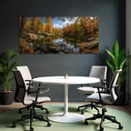 Calm water landscape with autumn color reflections