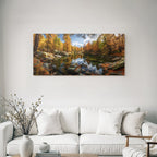 Calm water landscape with autumn color reflections