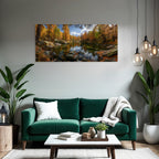 Calm water landscape with autumn color reflections