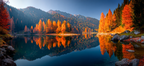 Schöne Landlandschaft Herbstfarben Ruhiger See Umgeben Von Bergen Und Bäumen | Indian Summer | Jahreszeiten