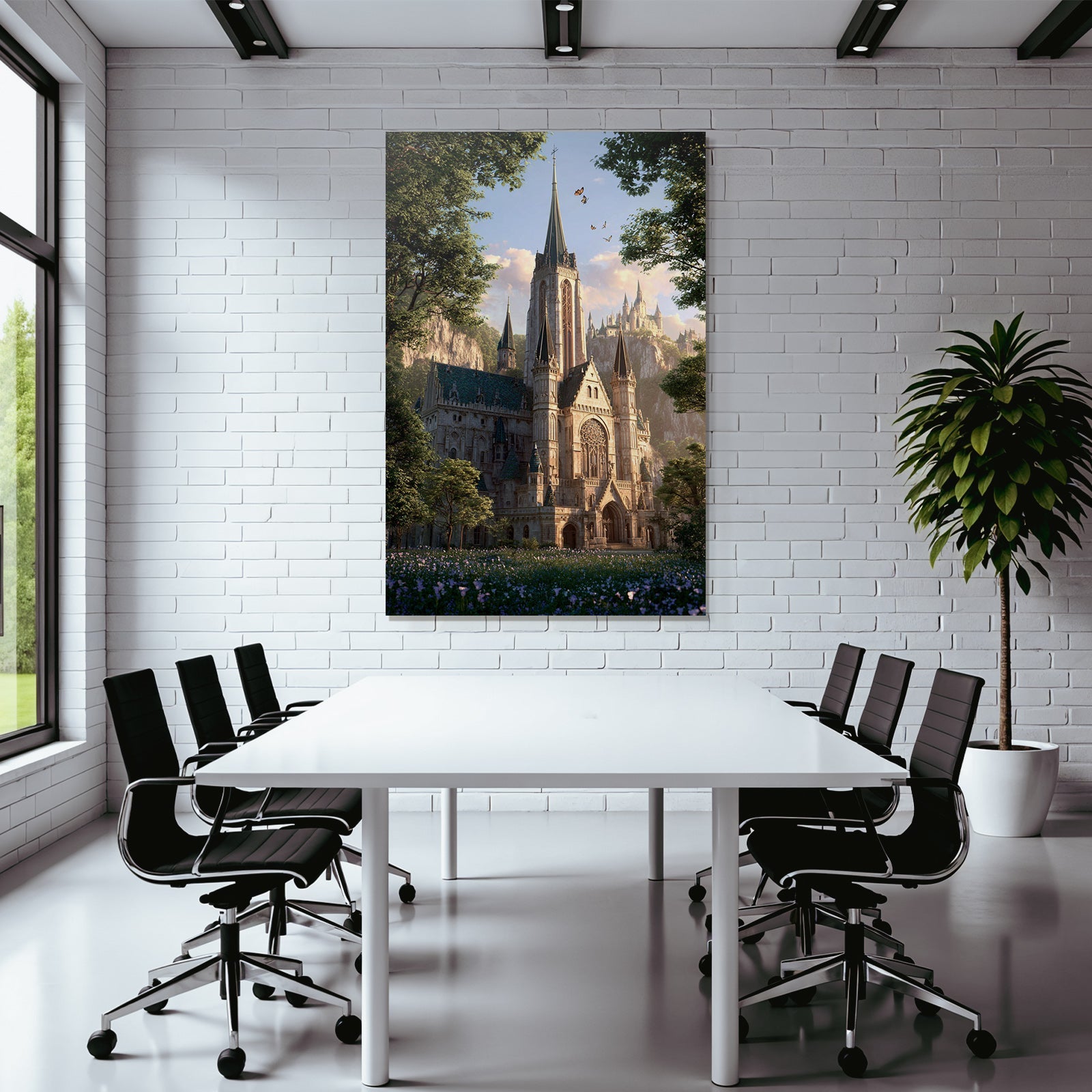 Fantasieschloss In Zauberhafter Landschaft Mit Gotischen Elementen