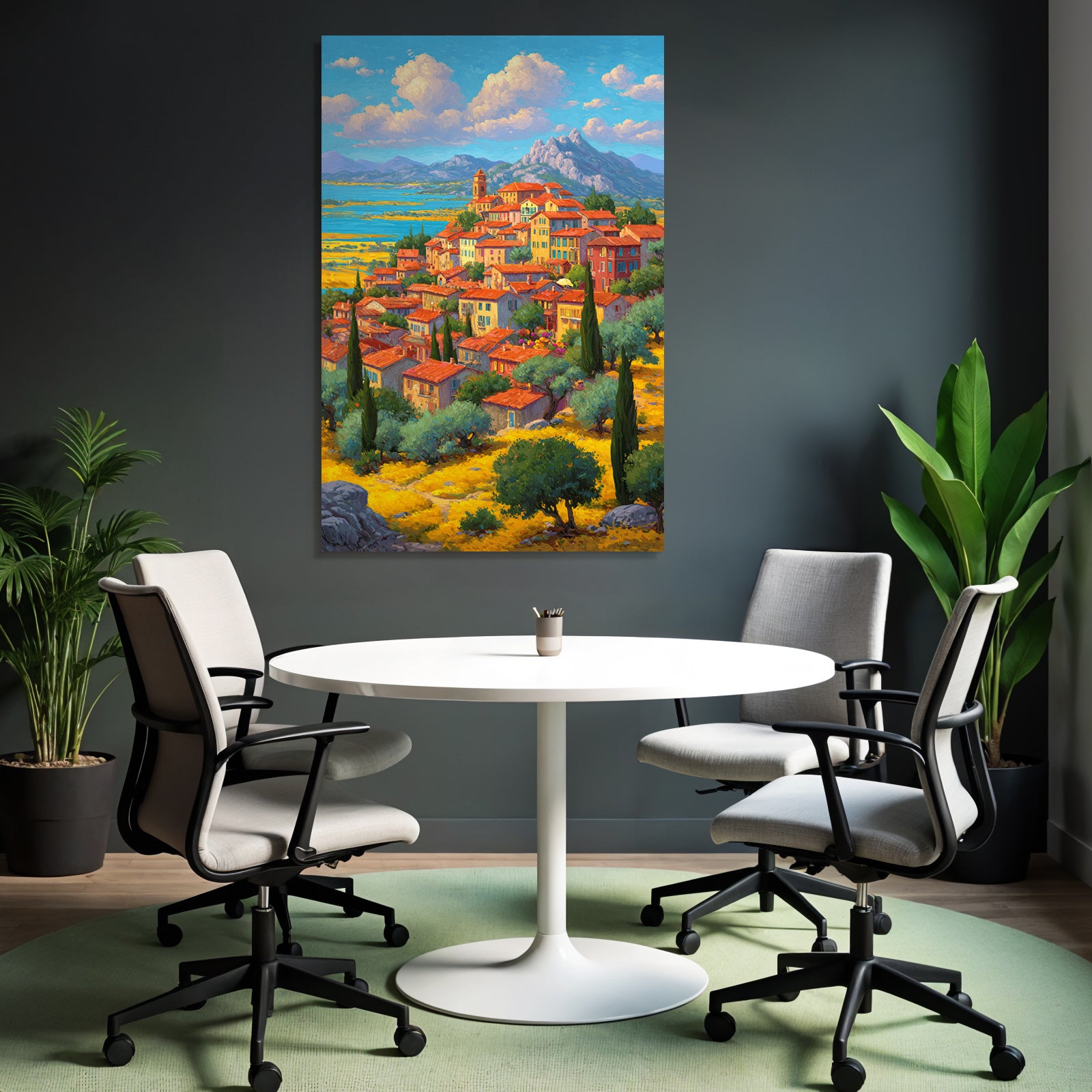 Idyllisches Dorf Mediterranische Landlandschaft Mit Häusern Und Bergen
