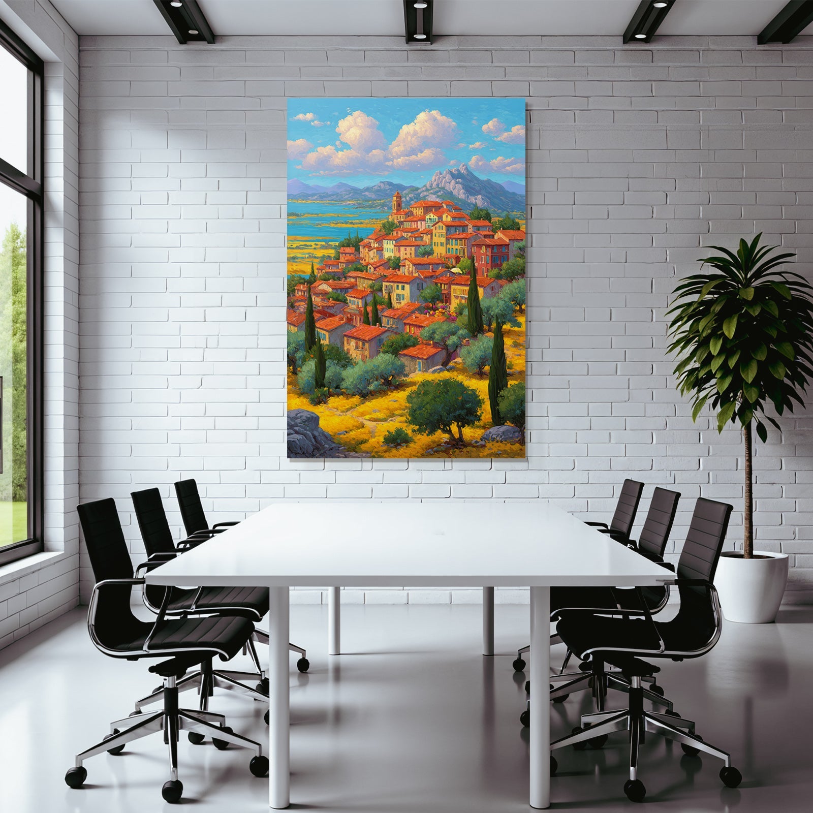 Idyllisches Dorf Mediterranische Landlandschaft Mit Häusern Und Bergen