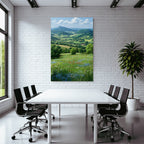 Malerische Landschaft Bergblick Wildblumen Klare Himmel