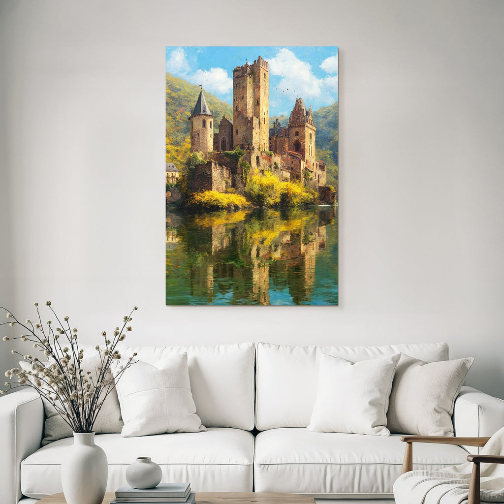 Romantisches Schloss Umgeben Von Bergen Und Wasser Herbstliche Folien