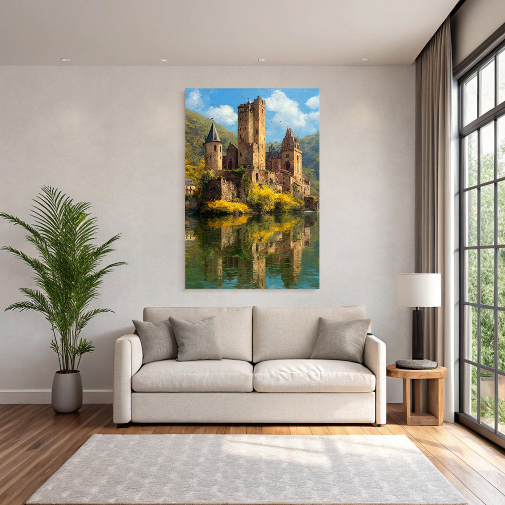 Romantisches Schloss Umgeben Von Bergen Und Wasser Herbstliche Folien
