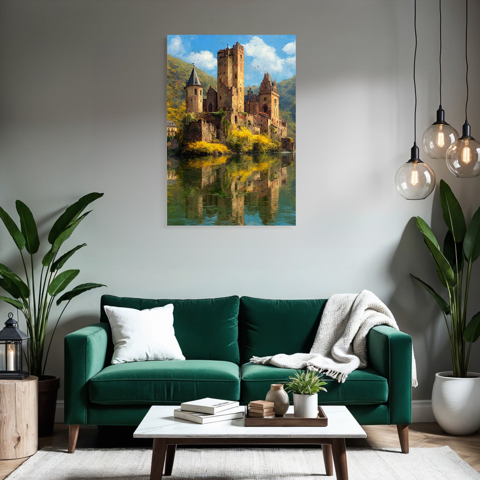 Romantisches Schloss Umgeben Von Bergen Und Wasser Herbstliche Folien