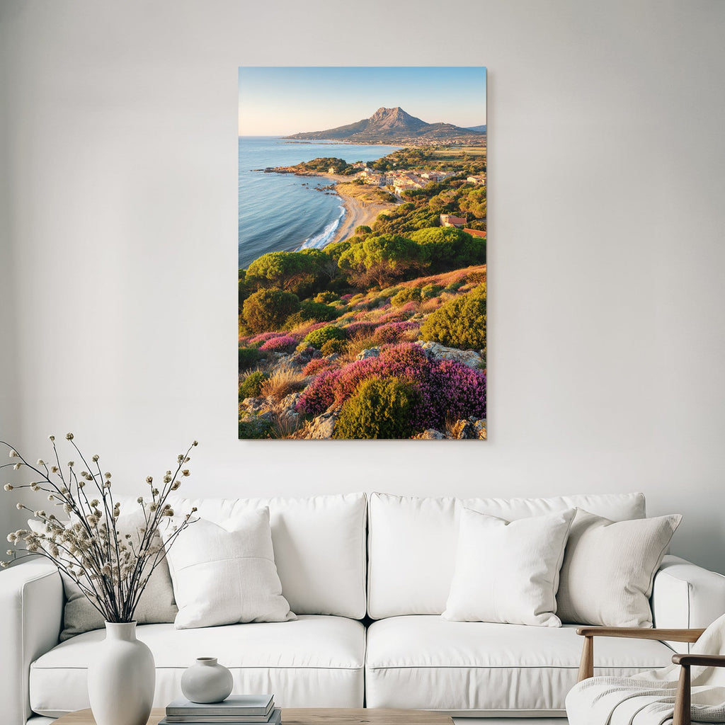 Scenic Küstenlandschaft Beach Grün Pflanzen Gebirge Stimmungsvoll
