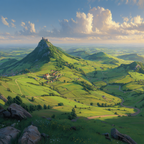 Szenische Landschaft Grüne Hügel Windende Strasse Burg Himmel Uwolken | Sommer | Jahreszeiten