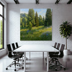 Vibrante Landschaft Mit Bäumen Und Wildblumen