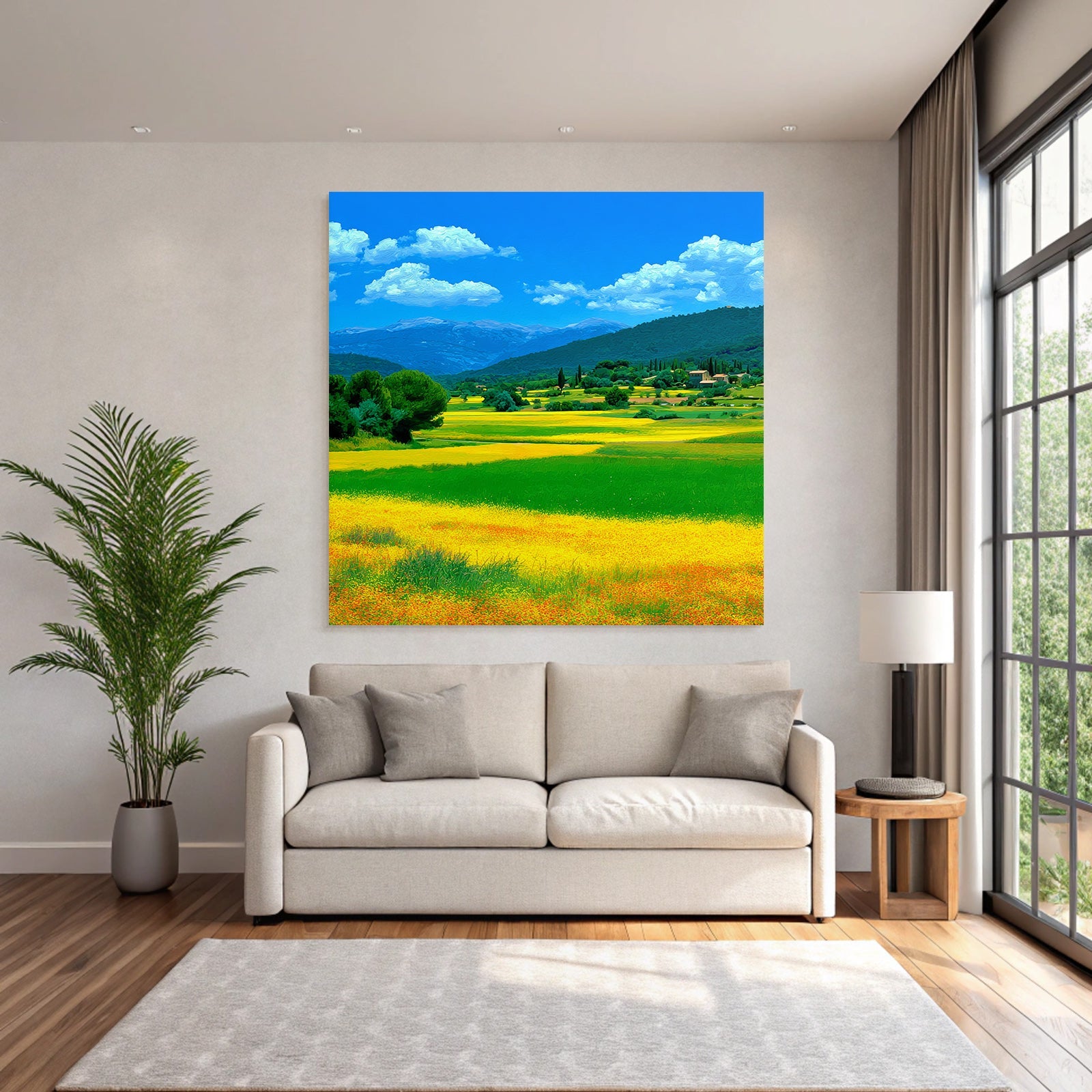 Vibrante Landschaft Mit Hügeln Feldern Und Bergen