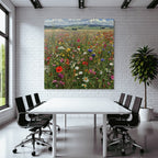 Wildflower Meadow Lebendige Farben Florale Szenen Mit Hügeln Und Wolken