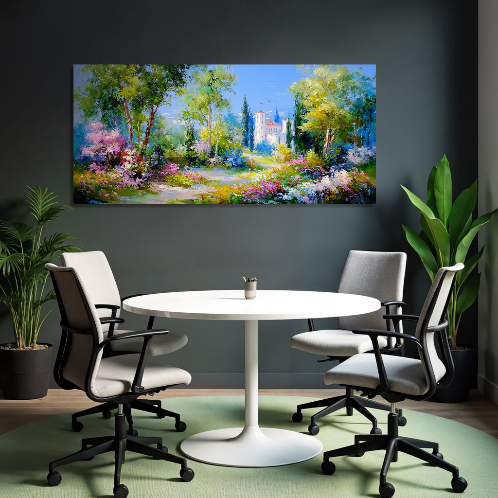 Bunte Landschaft Mit Baum Und Herrenhaus