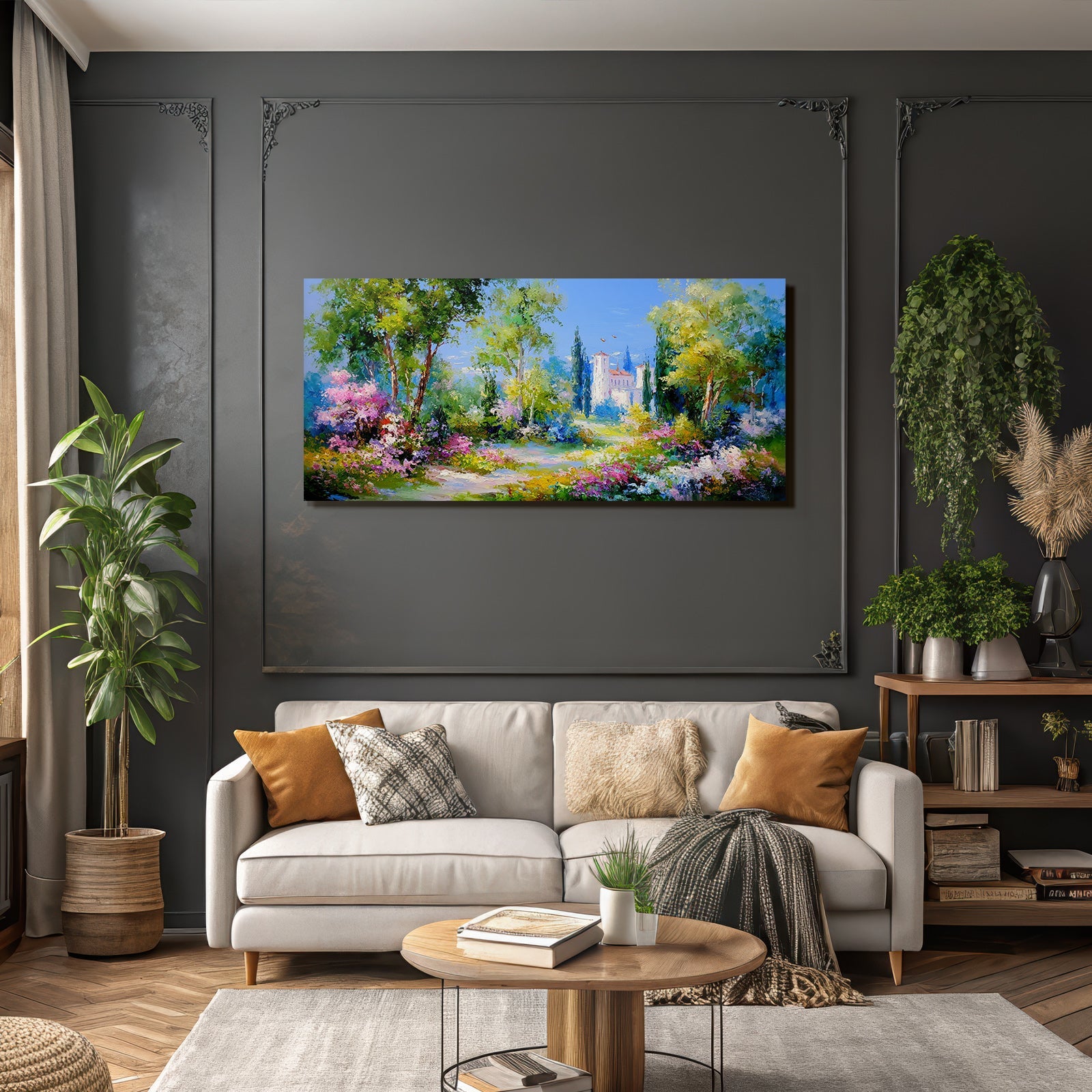 Bunte Landschaft Mit Baum Und Herrenhaus