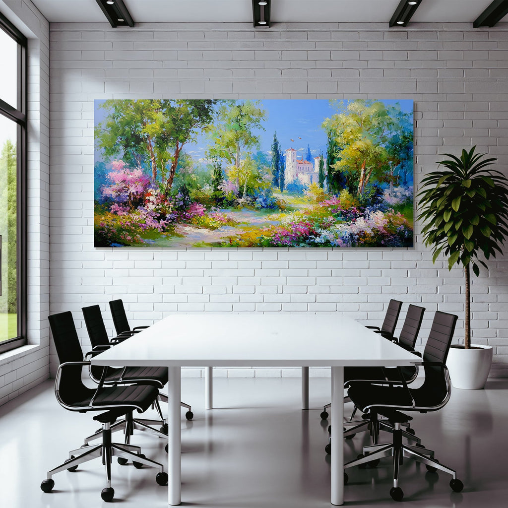 Bunte Landschaft Mit Baum Und Herrenhaus