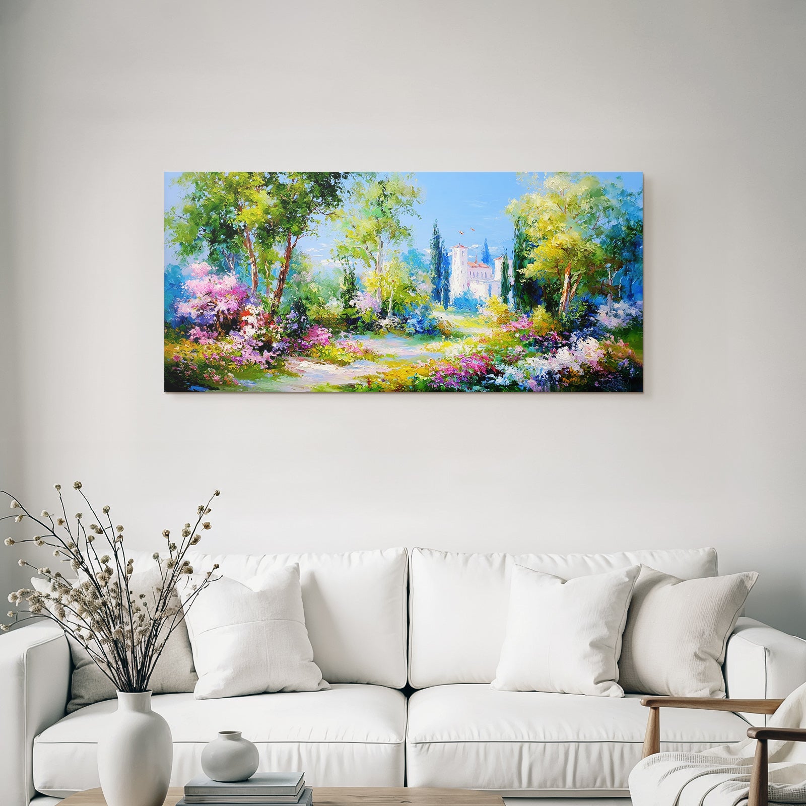 Bunte Landschaft Mit Baum Und Herrenhaus