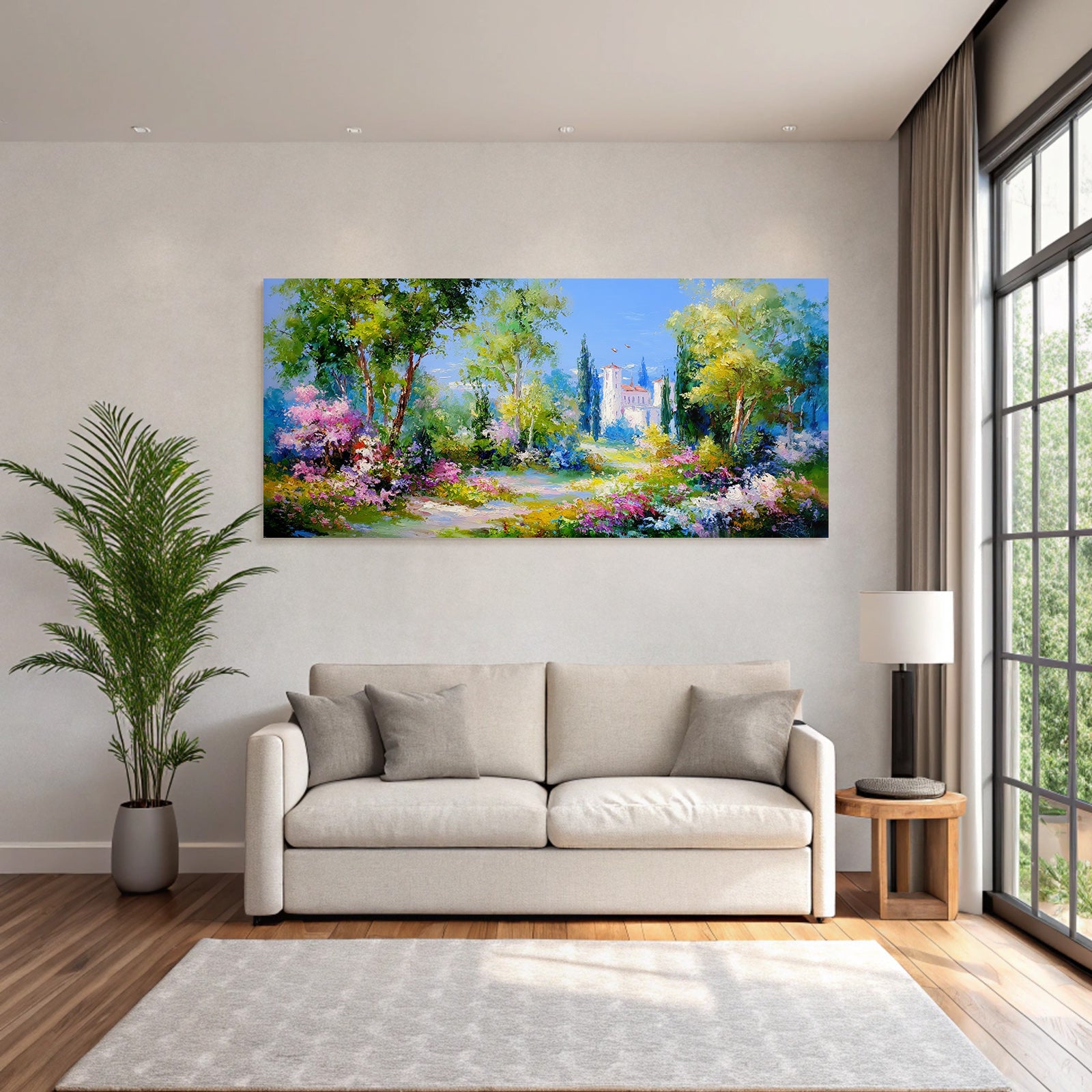 Bunte Landschaft Mit Baum Und Herrenhaus