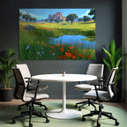 Friedliche Idylle Mit Wiesen Blumen Und Schloss