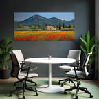 Pitoreske Landschaft Rural Szene Hügel Und Berge Mit Blumen Und Häusern