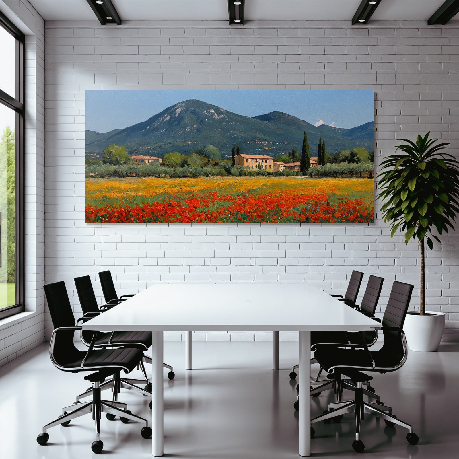 Pitoreske Landschaft Rural Szene Hügel Und Berge Mit Blumen Und Häusern