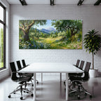 Schöne Natur Landschaft Mit Blühenden Blumen Und Bergen