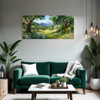 Schöne Natur Landschaft Mit Blühenden Blumen Und Bergen