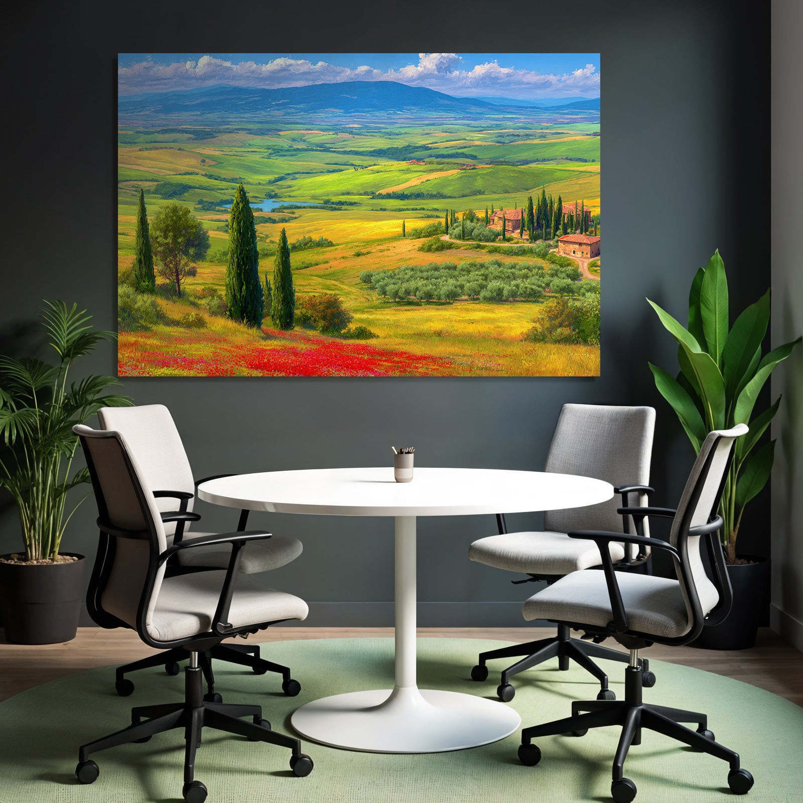 Tuscany Landscape Mit Rollenden Hügeln Und Blumen