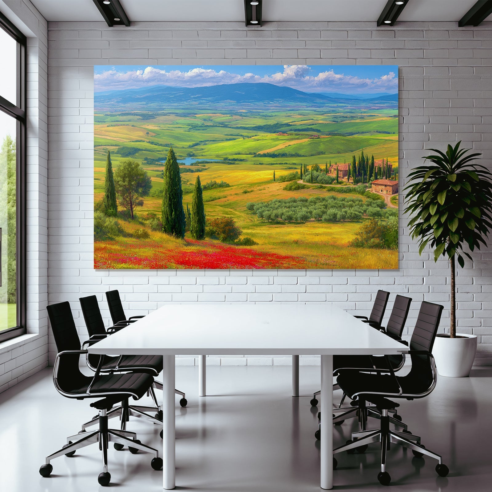Tuscany Landscape Mit Rollenden Hügeln Und Blumen