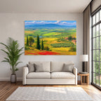 Tuscany Landscape Mit Rollenden Hügeln Und Blumen