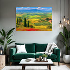 Tuscany Landscape Mit Rollenden Hügeln Und Blumen