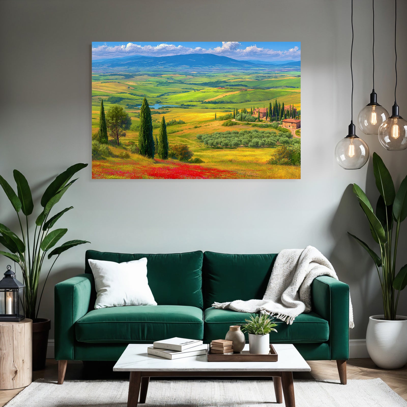 Tuscany Landscape Mit Rollenden Hügeln Und Blumen