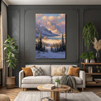 Landschaft Mit Schneebedeckten Bergen See Und Schloss